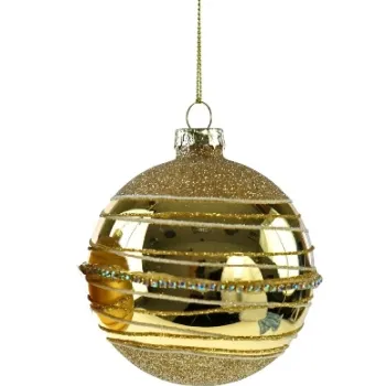 Decoratiune brad Deko Senso Rhinestone Shine sticla 8cm auriu imagine
