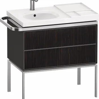 Dulap baza pe pardoseala Duravit Aurena 784 x 492mm pentru lavoar cu doua sertare orientare dreapta inclus portprosop riflaj Ebony mat imagine