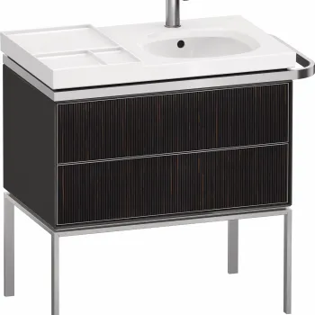 Dulap baza pe pardoseala Duravit Aurena 784 x 492mm pentru lavoar cu doua sertare orientare stanga inclus portprosop riflaj Ebony mat imagine