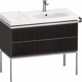 Dulap baza pe pardoseala Duravit Aurena 984 x 492mm pentru lavoar cu doua sertare orientare stanga inclus portprosop riflaj Ebony mat imagine