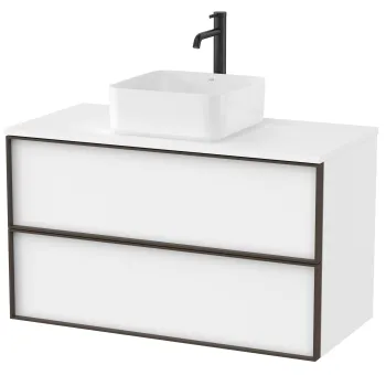 Dulap baza Roca Inspira pentru lavoare pe blat doua sertare 100cm alb mat imagine