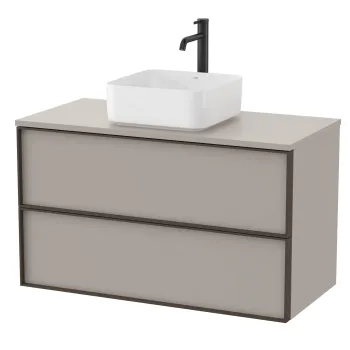 Dulap baza Roca Inspira pentru lavoare pe blat doua sertare 100cm gri nisip imagine