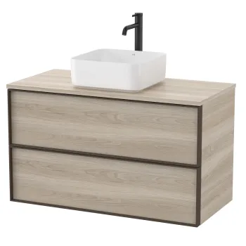 Dulap baza Roca Inspira pentru lavoare pe blat doua sertare 100cm pin alb imagine