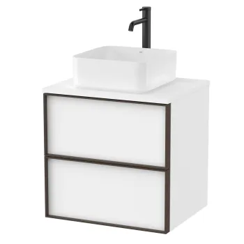 Dulap baza Roca Inspira pentru lavoare pe blat doua sertare 60cm alb mat imagine