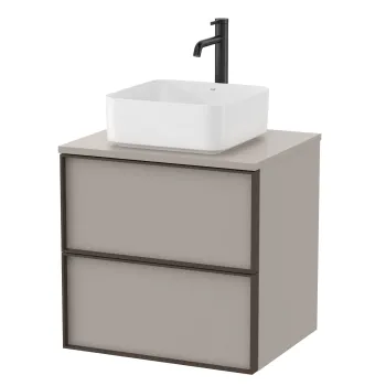 Dulap baza Roca Inspira pentru lavoare pe blat doua sertare 60cm gri nisip imagine