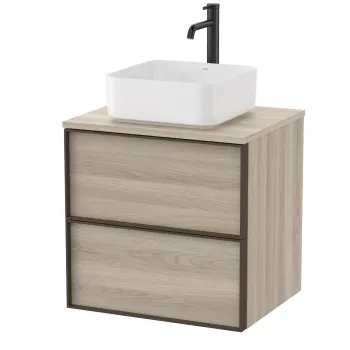 Dulap baza Roca Inspira pentru lavoare pe blat doua sertare 60cm pin alb imagine