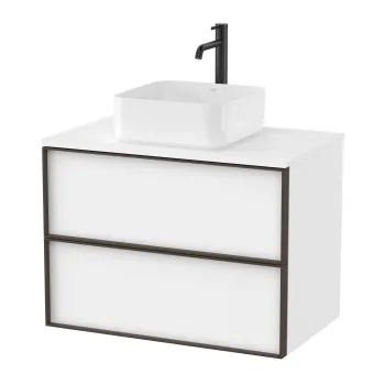 Dulap baza Roca Inspira pentru lavoare pe blat doua sertare 80cm alb mat imagine