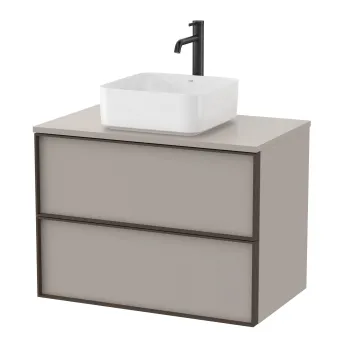 Dulap baza Roca Inspira pentru lavoare pe blat doua sertare 80cm gri nisip imagine