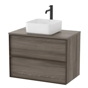 Dulap baza Roca Inspira pentru lavoare pe blat doua sertare 80cm maro magnolia imagine