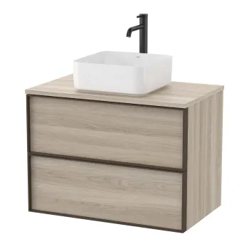 Dulap baza Roca Inspira pentru lavoare pe blat doua sertare 80cm pin alb imagine