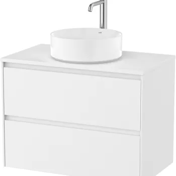Dulap baza Roca Ona cu doua sertare 80cm pentru lavoar pe blat alb mat imagine