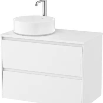 Dulap baza Roca Ona cu doua sertare 80cm pentru lavoar pe blat dreapta alb mat imagine