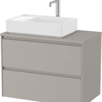 Dulap baza Roca Ona cu doua sertare 80cm pentru lavoar pe blat dreapta gri mat imagine