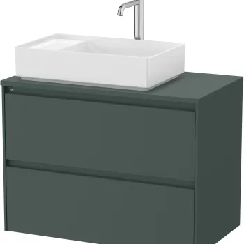 Dulap baza Roca Ona cu doua sertare 80cm pentru lavoar pe blat dreapta verde mat imagine