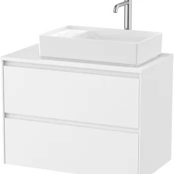 Dulap baza Roca Ona cu doua sertare 80cm pentru lavoar pe blat stanga alb mat imagine