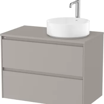 Dulap baza Roca Ona cu doua sertare 80cm pentru lavoar pe blat stanga gri mat imagine