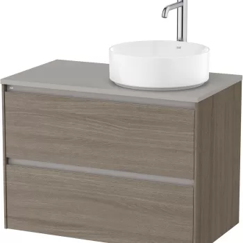 Dulap baza Roca Ona cu doua sertare 80cm pentru lavoar pe blat stanga ulm inchis imagine