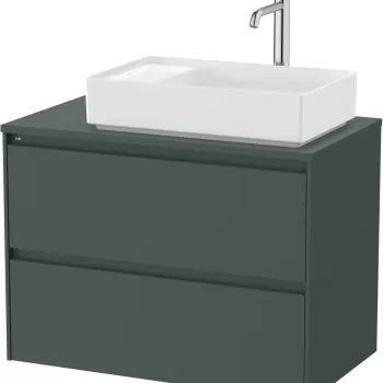 Dulap baza Roca Ona cu doua sertare 80cm pentru lavoar pe blat stanga verde mat imagine
