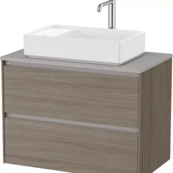 Dulap baza Roca Ona cu doua sertare 80cm pentru lavoar pe blat ulm inchis imagine