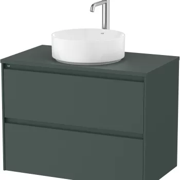 Dulap baza Roca Ona cu doua sertare 80cm pentru lavoar pe blat verde mat imagine