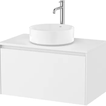 Dulap baza Roca Ona cu un sertar 80cm pentru lavoar pe blat alb mat imagine