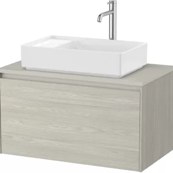 Dulap baza Roca Ona cu un sertar 80cm pentru lavoar pe blat stejar alb imagine