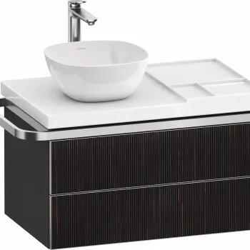 Dulap baza suspendat Duravit Aurena 784 x 492mm pentru blat ceramic cu doua sertare orientare dreapta inclus portprosop riflaj Ebony mat imagine
