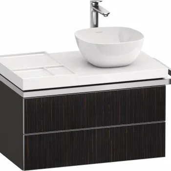 Dulap baza suspendat Duravit Aurena 784 x 492mm pentru blat ceramic cu doua sertare orientare stanga inclus portprosop riflaj Ebony mat imagine