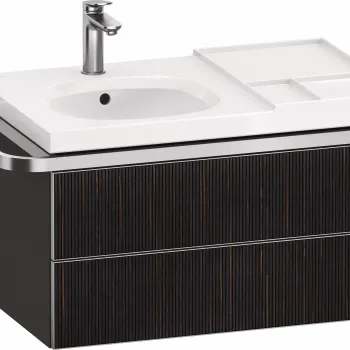 Dulap baza suspendat Duravit Aurena 784 x 492mm pentru lavoar cu doua sertare orientare dreapta inclus portprosop riflaj Ebony mat imagine