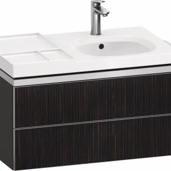 Dulap baza suspendat Duravit Aurena 784 x 492mm pentru lavoar cu doua sertare orientare stanga inclus portprosop riflaj Ebony mat imagine