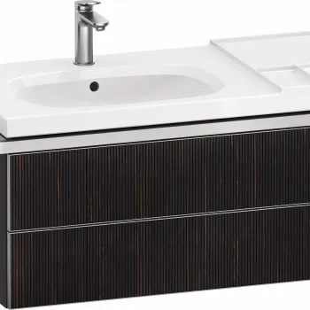 Dulap baza suspendat Duravit Aurena 984 x 492mm pentru lavoar cu doua sertare orientare dreapta inclus portprosop riflaj Ebony mat imagine