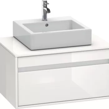 Dulap baza suspendat Duravit Ketho cu 1 sertar 80x55cm pentru lavoar pe blat alb lucios imagine