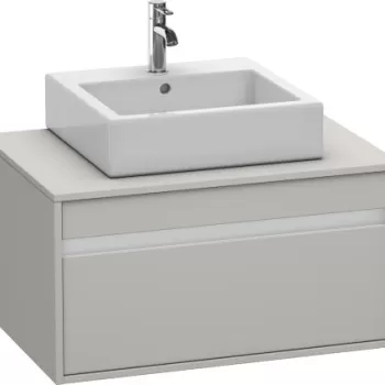Dulap baza suspendat Duravit Ketho cu 1 sertar 80x55cm pentru lavoar pe blat gri mat decor imagine
