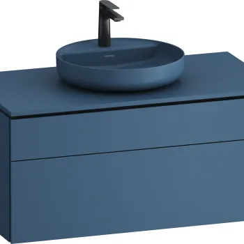 Dulap baza suspendat Duravit Vitrium pentru lavoare pe blat 102cm cu un sertar albastru satin mat imagine