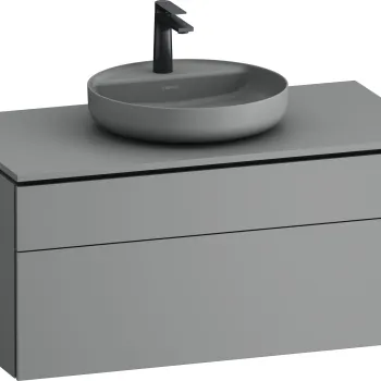 Dulap baza suspendat Duravit Vitrium pentru lavoare pe blat 102cm cu un sertar gri satin mat imagine