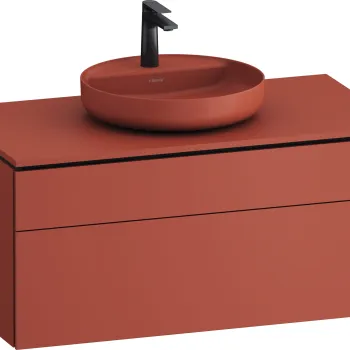 Dulap baza suspendat Duravit Vitrium pentru lavoare pe blat 102cm cu un sertar rosu satin mat imagine