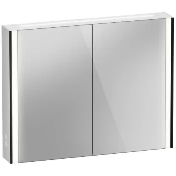 Dulap cu oglinda Duravit XViu cu iluminare LED 102x80cm cu doua usi si doua rafturi de sticla actionare pe senzor margini negru mat imagine