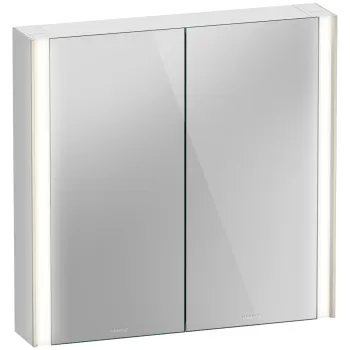 Dulap cu oglinda Duravit XViu cu iluminare LED 82x80cm cu doua usi si doua rafturi de sticla margini champagne mat imagine