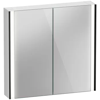 Dulap cu oglinda Duravit XViu cu iluminare LED 82x80cm cu doua usi si doua rafturi de sticla margini negru mat imagine