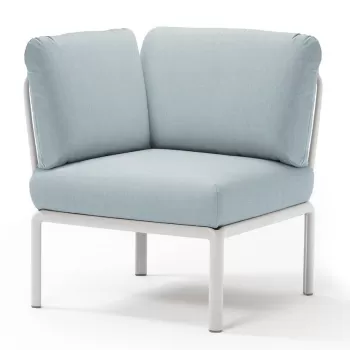 Element de colt Nardi Komodo 5 78cm cadru alb perne bleu ghiaccio Sunbrella imagine