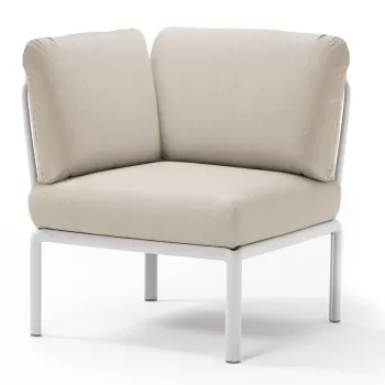 Element de colt Nardi Komodo 5 78cm cadru alb perne gri Tech Panama imagine