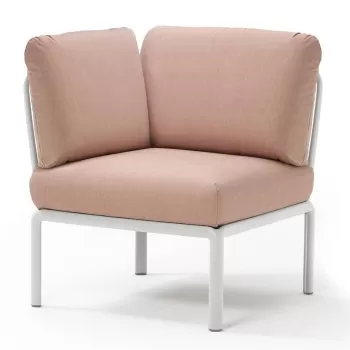 Element de colt Nardi Komodo 5 78cm cadru alb perne roz quarzo imagine