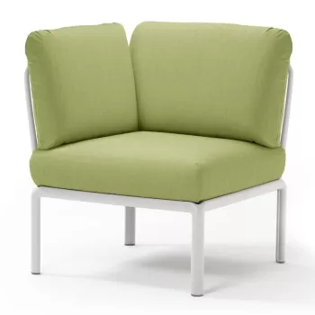 Element de colt Nardi Komodo 5 78cm cadru alb perne verde avocado Sunbrella imagine