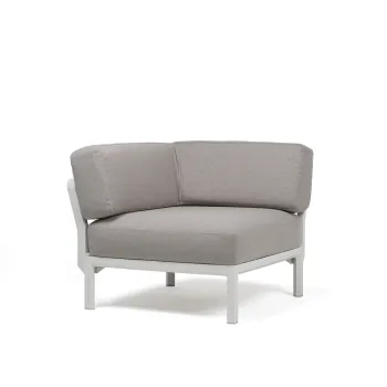 Element de colt Nardi Maximo cadru alb Gesso perne gri Lava Sunbrella imagine