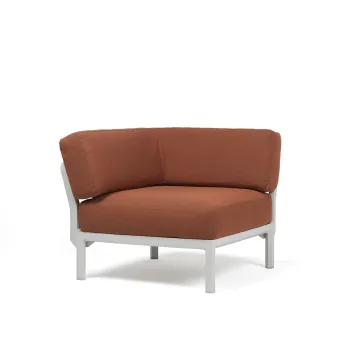 Element de colt Nardi Maximo cadru alb Gesso perne maro Cannella Sunbrella imagine