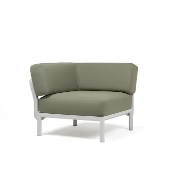 Element de colt Nardi Maximo cadru alb Gesso perne verde Timo Sunbrella imagine