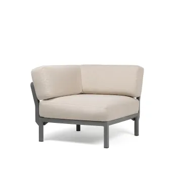 Element de colt Nardi Maximo cadru gri Basalto perne alb Perla Sunbrella imagine