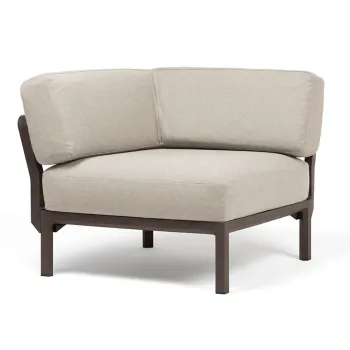 Element de colt Nardi Maximo cadru maro Terra perne alb Perla Sunbrella imagine