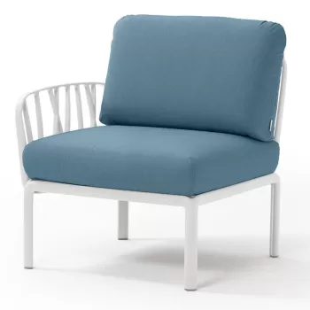 Element terminal Nardi Komodo 5 72cm dreapta/stanga cadru alb perne albastru adriatic Sunbrella imagine