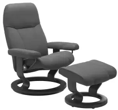 Fotoliu cu taburet Stressless Consul Classic M cadru Grey tapiterie piele Batik Grey imagine